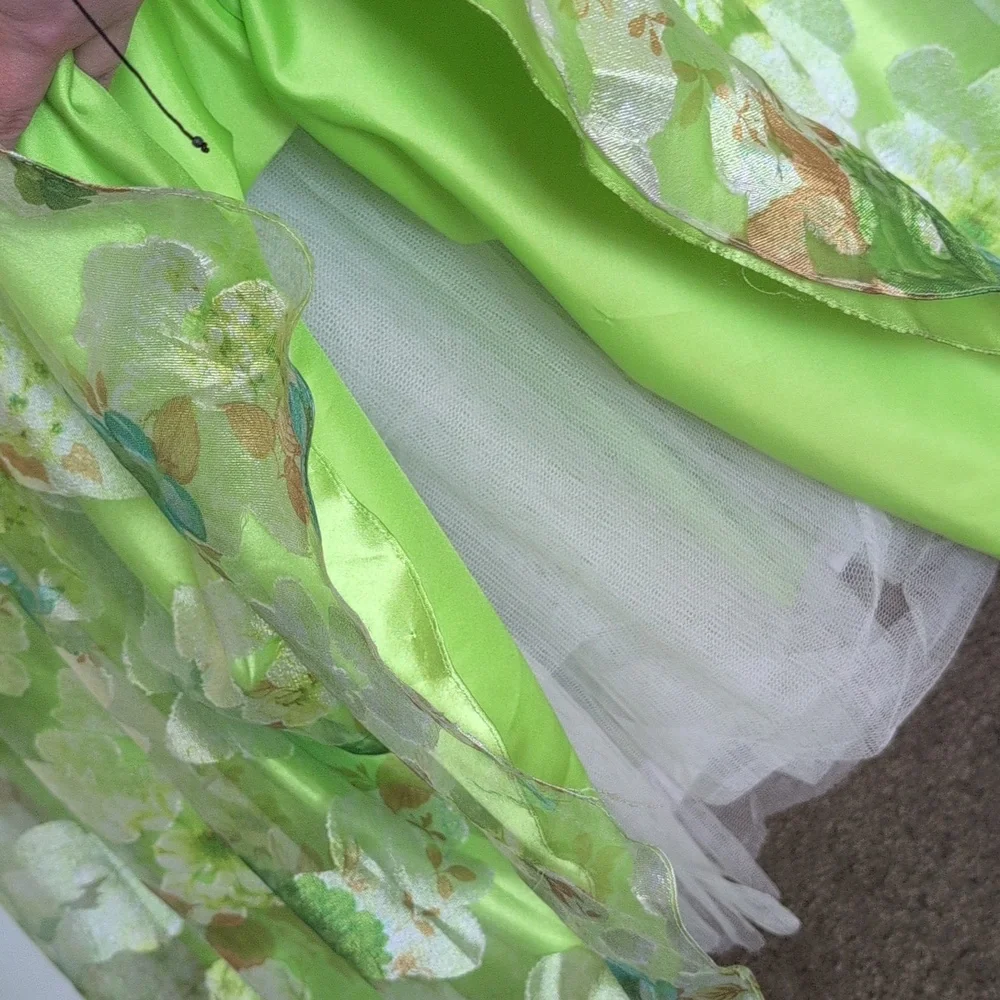 Blush Prom Green Floral Strapless Prom Gown - Picture 4 of 12
